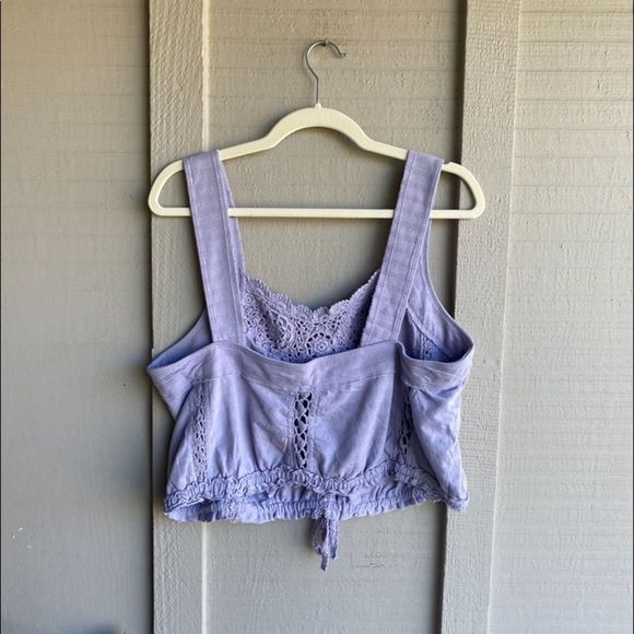 NWOT - Free People Lilac Crochet Drawstring Crop Top Size: L - Picture 3 of 10
